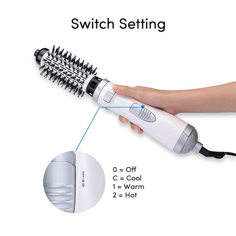 Escova Secadora de Cabelo a Ar Quente Multifuncional Automática com Rotação e Volume em Um Só Passo