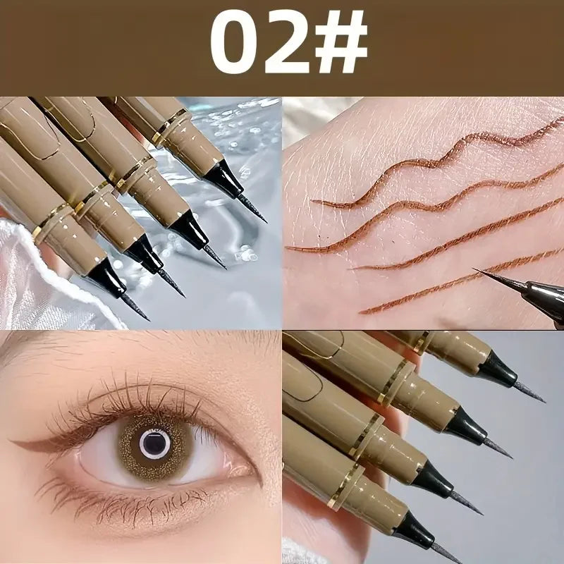 Waterproof liquid eyeliner 4 colors ultra fine tip long lasting Korean makeup easy for beginners black brown cold tea brown