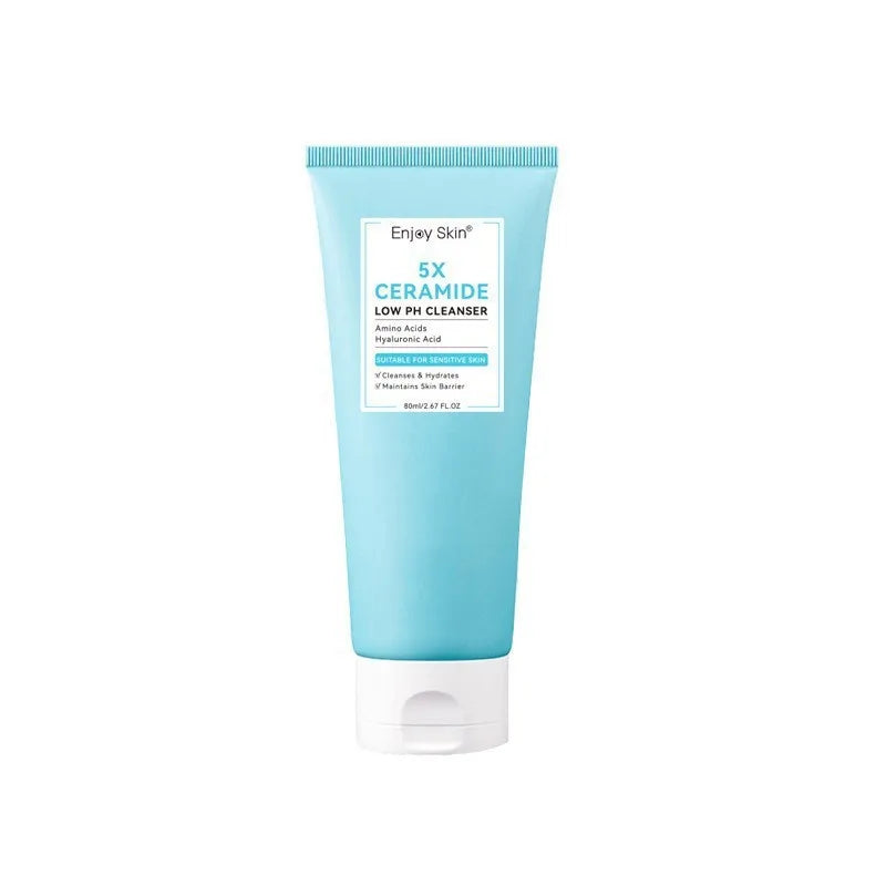 Kit de Cuidados Faciais com Ceramida 5x: Tônico Calmante, Creme Hidratante, Limpador de Baixo pH, Sérum Reparador da Barreira, Gel Hidratante