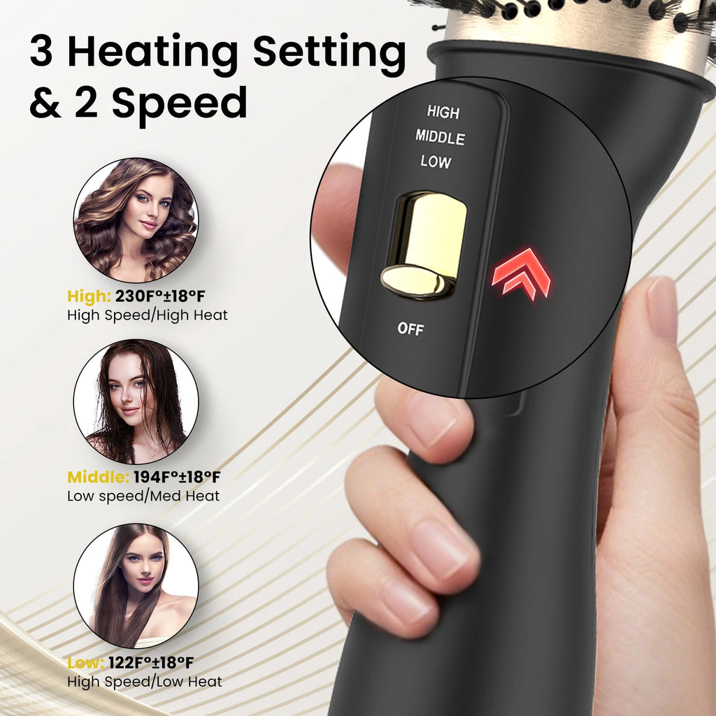 Escova Hot Air LISAPRO One-Step & Volumizer PLUS 2.0 Secador e Modelador de Cabelo Nova Escova Cacheadora Preto e Dourado