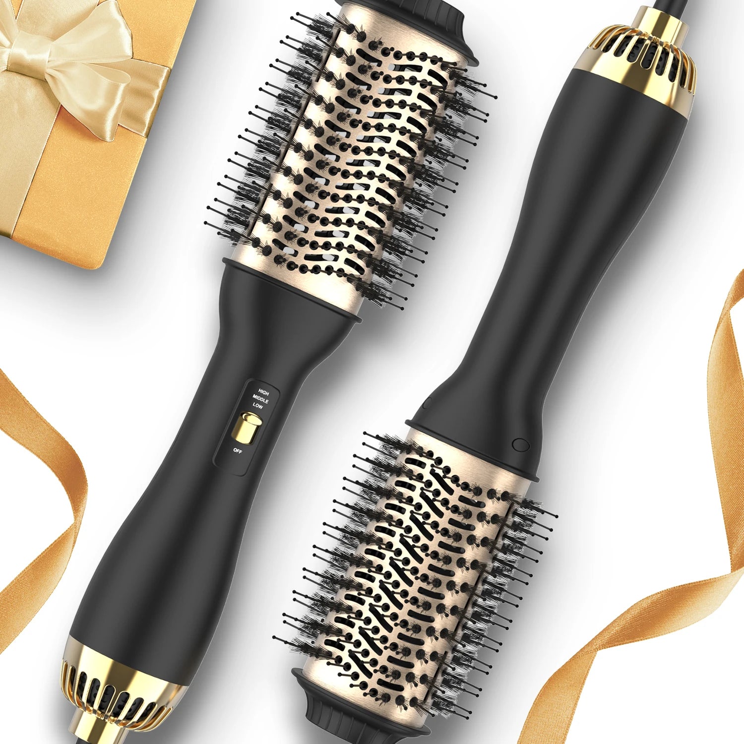 Escova Hot Air LISAPRO One-Step & Volumizer PLUS 2.0 Secador e Modelador de Cabelo Nova Escova Cacheadora Preto e Dourado