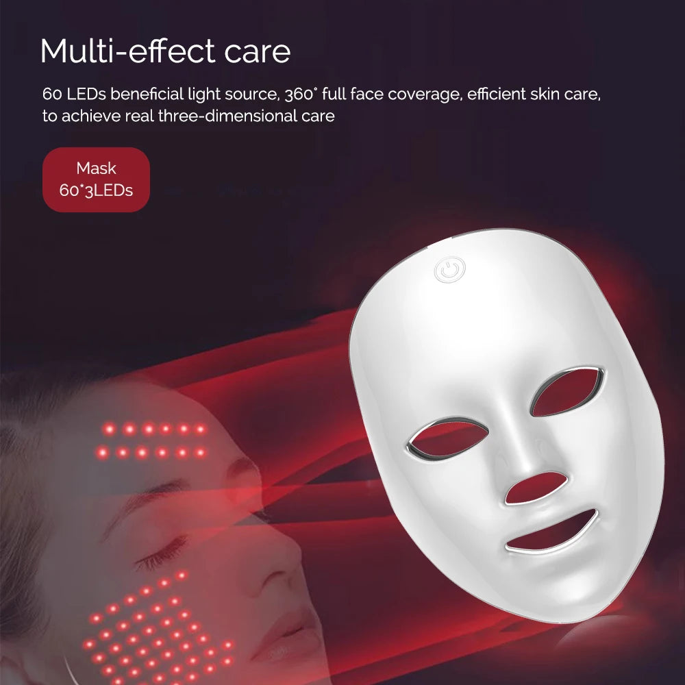 Máscara Facial de LED Photon 7 Cores Luz Vermelha Anti-Rugas Rejuvenescimento Cuidados com a Pele Máscara de LED para Beleza SPA Reparação de Acne e Clareamento da Pele