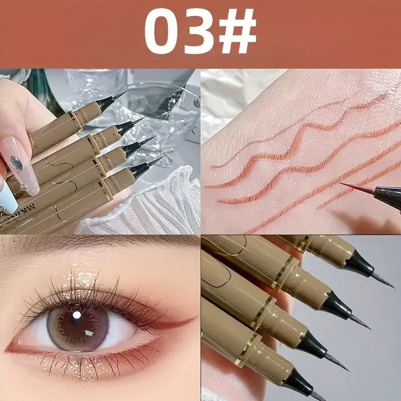 Waterproof liquid eyeliner 4 colors ultra fine tip long lasting Korean makeup easy for beginners black brown cold tea brown