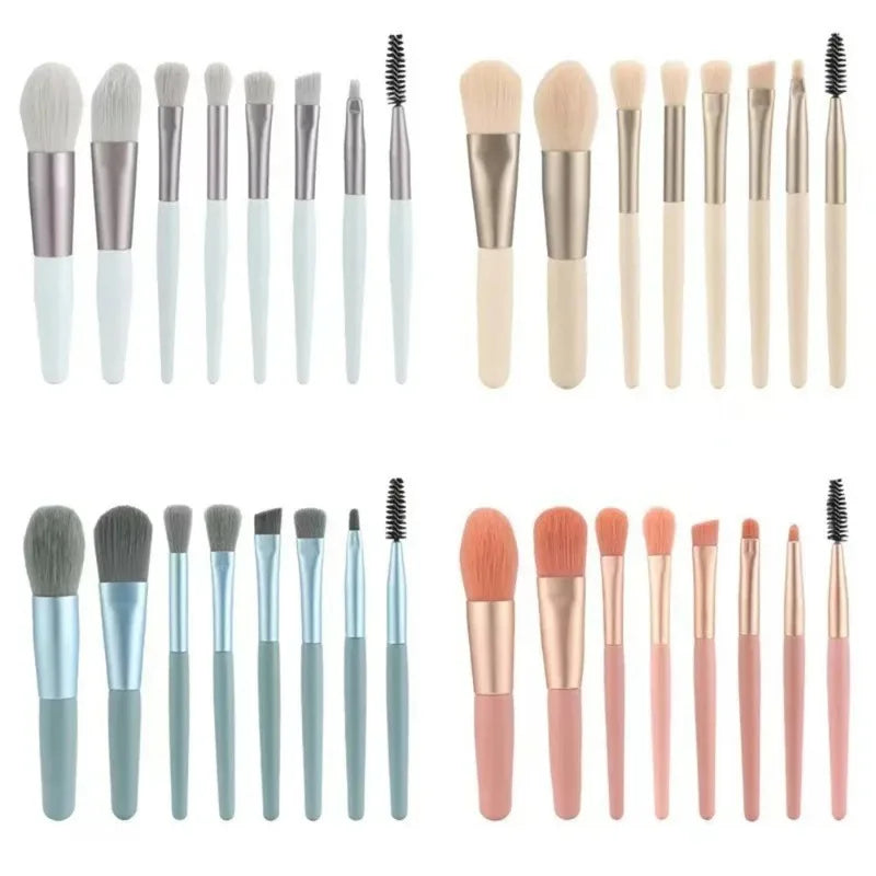 New 8Pcs Makeup Brush Set Makeup Concealer Brush Blush Loose Powder Brush Eye Shadow Highlighter Foundation Brush Beauty Tools