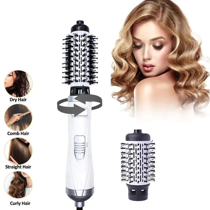 Escova Secadora de Cabelo a Ar Quente Multifuncional Automática com Rotação e Volume em Um Só Passo