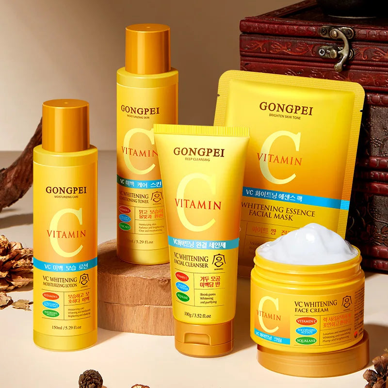 Máscara Facial Clareadora de Vitamina C GONGPEI, Creme Facial Hidratante Anti-idade, Loção Facial, Sérum, Tônico, Cosméticos Coreanos para Cuidados com a Pele