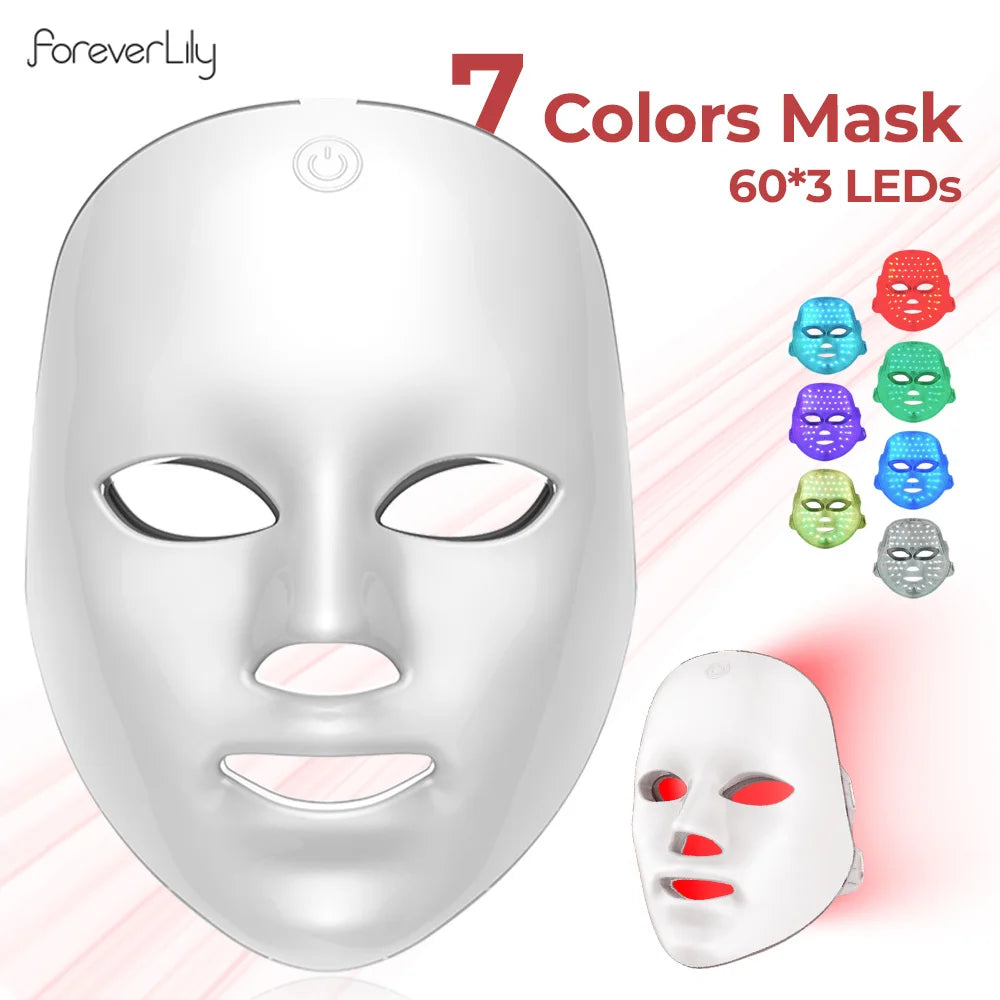 Máscara Facial de LED Photon 7 Cores Luz Vermelha Anti-Rugas Rejuvenescimento Cuidados com a Pele Máscara de LED para Beleza SPA Reparação de Acne e Clareamento da Pele