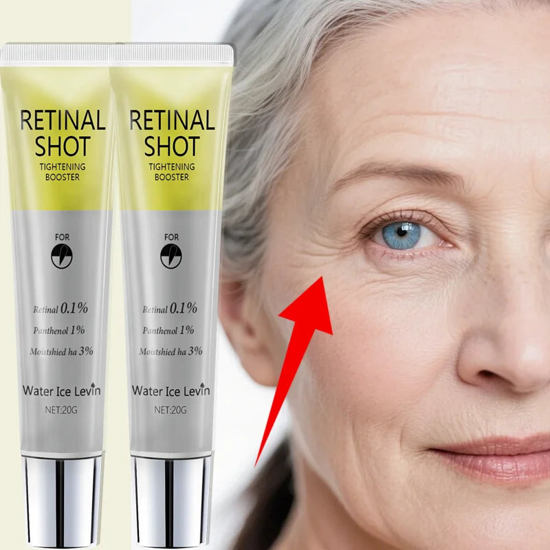 Retinal 0,1% Shot Intensivo Pantenol 1% Ácido Hialurônico 3% Suaviza e Firme a Área dos Olhos. Combate Rugas e Linhas Finas. 20g.