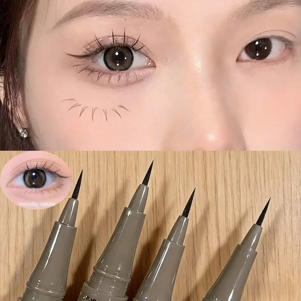 Waterproof liquid eyeliner 4 colors ultra fine tip long lasting Korean makeup easy for beginners black brown cold tea brown
