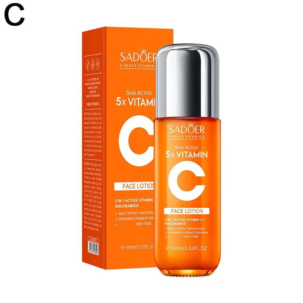 Kit de Cuidados com a Pele Sadoer 5x Vitamina C Limpeza Creme para Olhos Tônico Sérum Niacinamida Clareador Anti-Idade Firmador Conjunto Facial para Mulheres