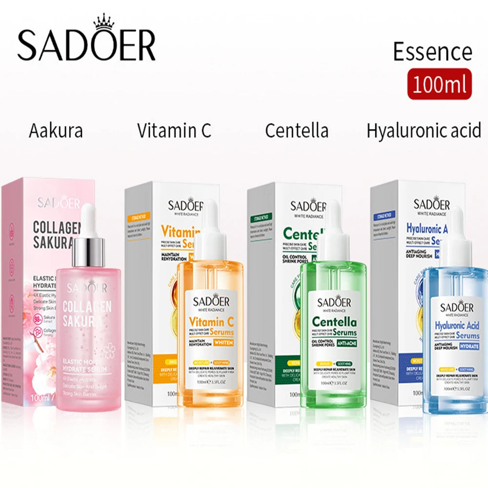 Centella Sakura Sérum Facial de Colágeno, Vitamina C e Ácido Hialurônico para Cuidados com a Pele do Rosto, Hidratante e Firmador