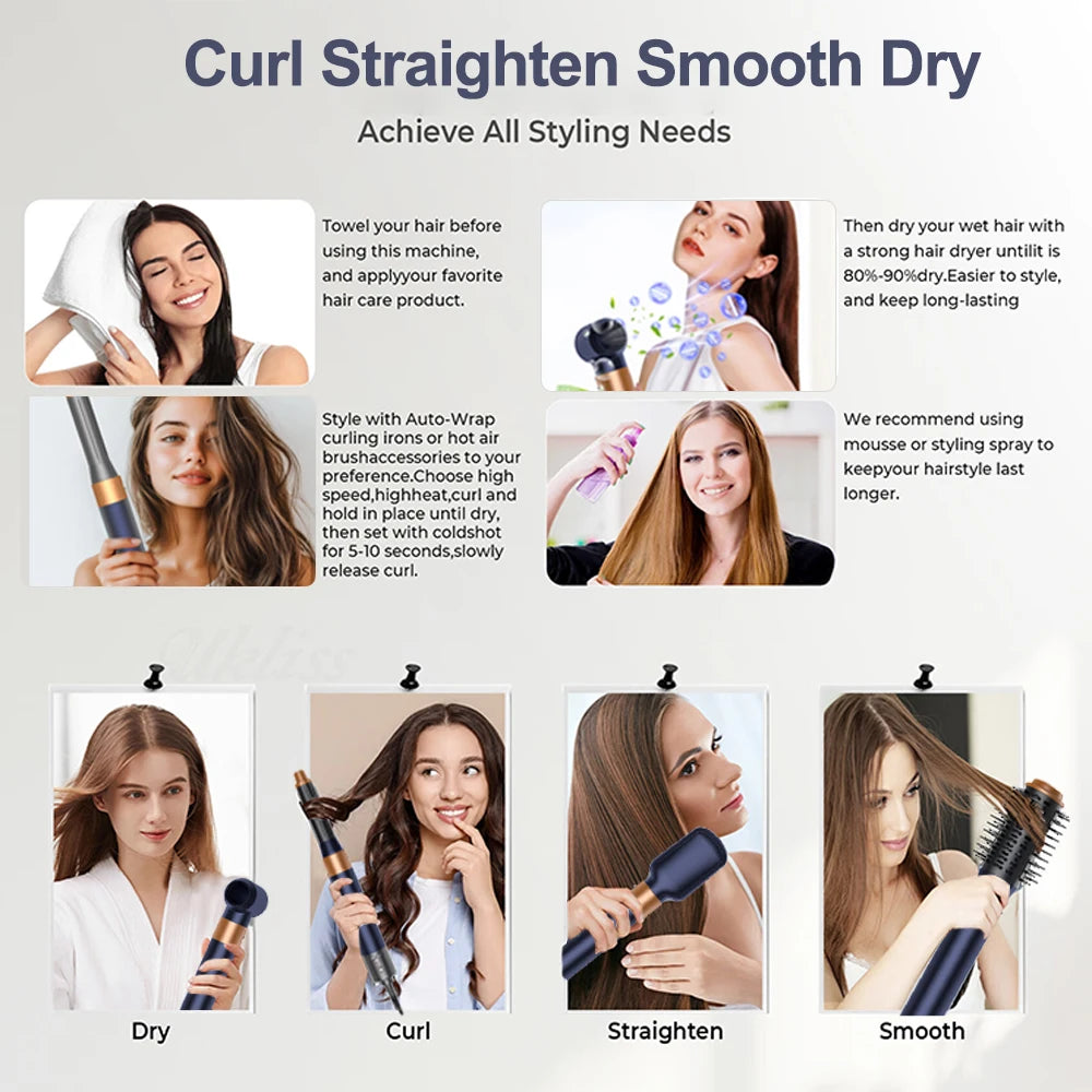 SMET Novo Estilo de Design 9 em 1 Envolvente de Cabelo Personalizado Escova Secadora de Cabelo Profissional Dobrável e de Alta Velocidade