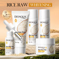 Kit de Cuidados com a Pele com Purê de Arroz Clareador, Iluminador, Hidratante e Calmante: limpador facial + tônico + essência + loção + creme