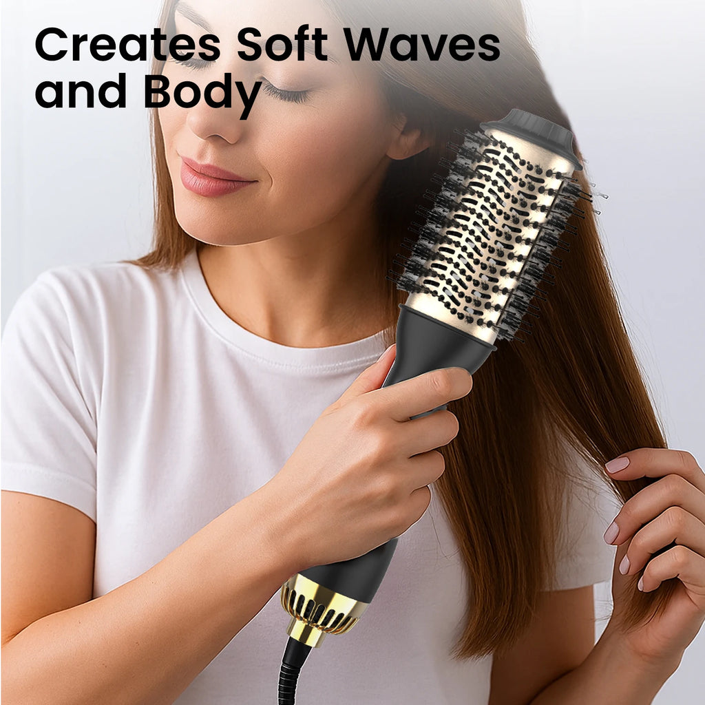 Escova Hot Air LISAPRO One-Step & Volumizer PLUS 2.0 Secador e Modelador de Cabelo Nova Escova Cacheadora Preto e Dourado