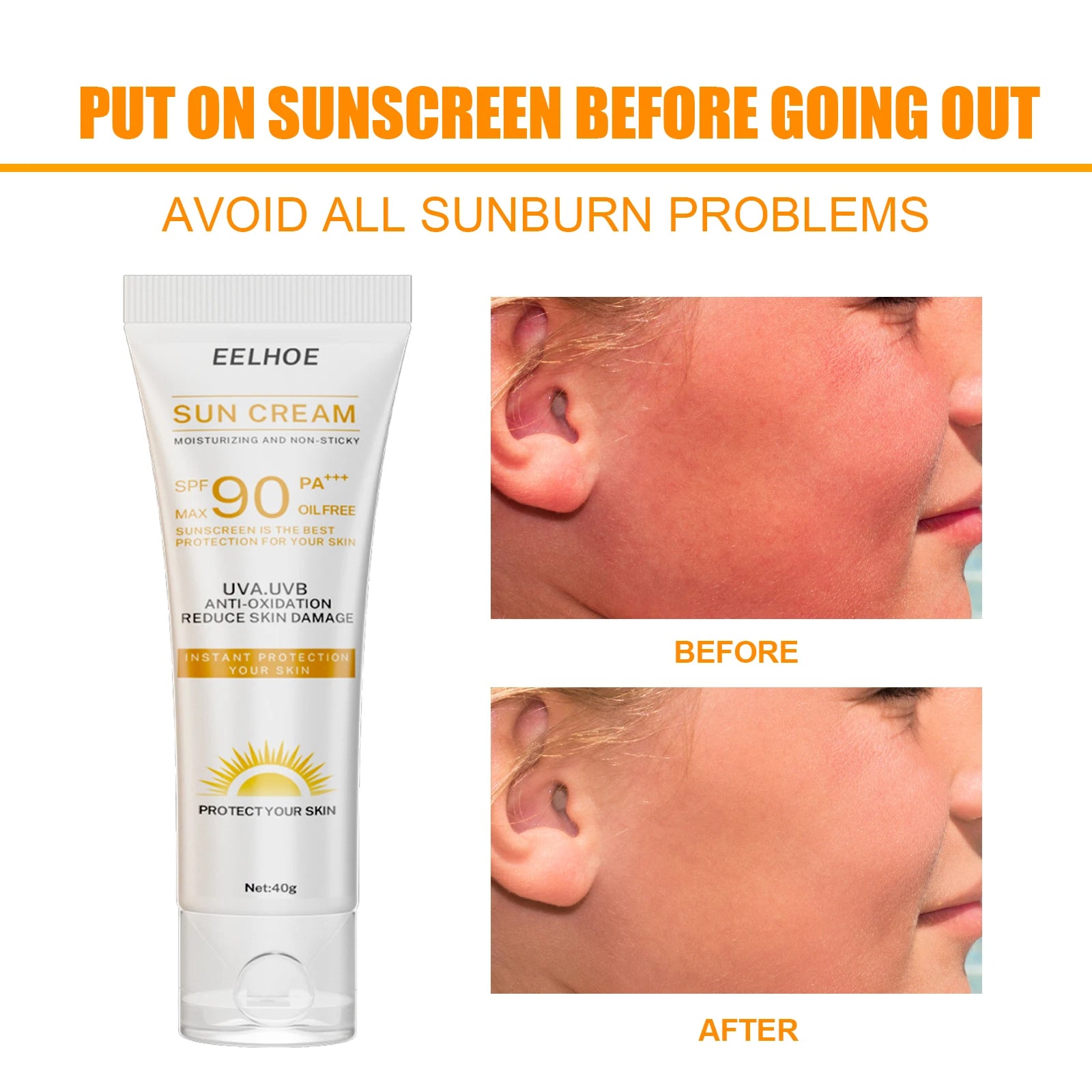 Facial Cream Sunscreen SPF 90 Brighten Sun Cream For Face Body Oil Control Moisturizer Daily Sunblock Skin UV Protective Lotion