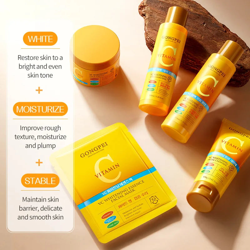 Máscara Facial Clareadora de Vitamina C GONGPEI, Creme Facial Hidratante Anti-idade, Loção Facial, Sérum, Tônico, Cosméticos Coreanos para Cuidados com a Pele