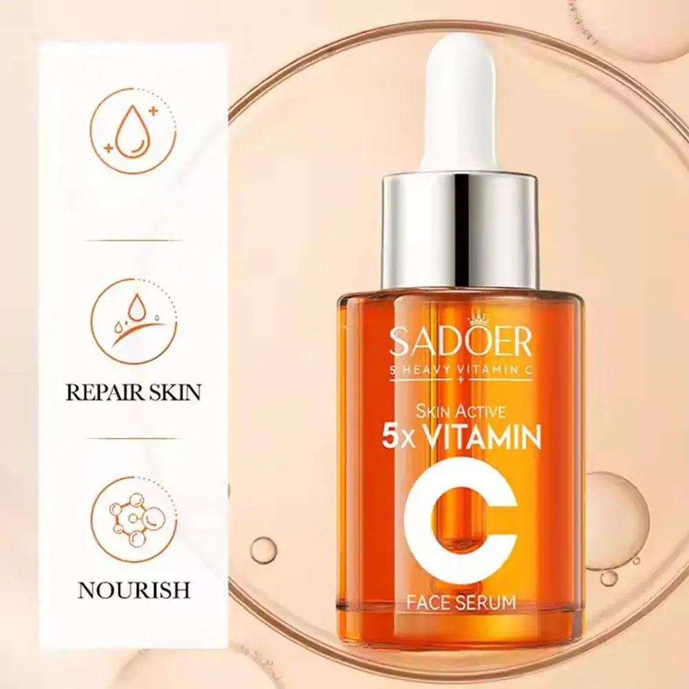 Kit de Cuidados com a Pele Sadoer 5x Vitamina C Limpeza Creme para Olhos Tônico Sérum Niacinamida Clareador Anti-Idade Firmador Conjunto Facial para Mulheres