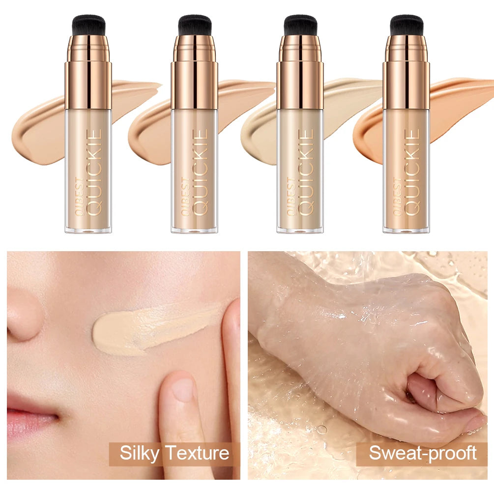 QIBEST 4 Colors Matte Liquid Foundation Hydrating Nourishing Full Coverage Blemish Brighten Concealer Base Maquiagem New Makeup