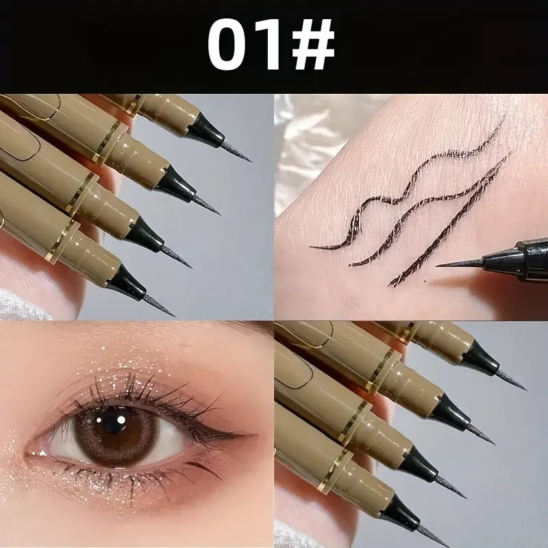 Waterproof liquid eyeliner 4 colors ultra fine tip long lasting Korean makeup easy for beginners black brown cold tea brown