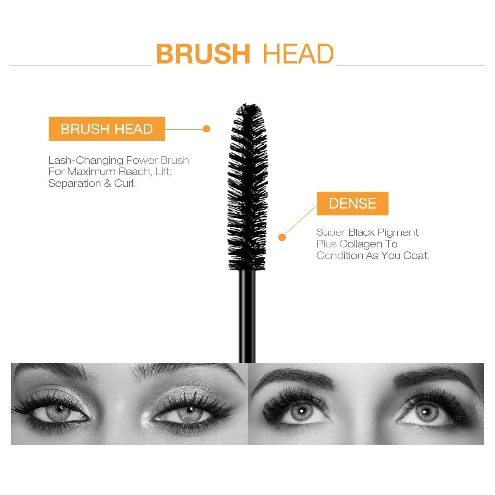4D Mascara Lengthening Black Lash Eyelash Extension Eye Lashes Brush Beauty Makeup Long-wearing Waterproof Silver Color Mascara