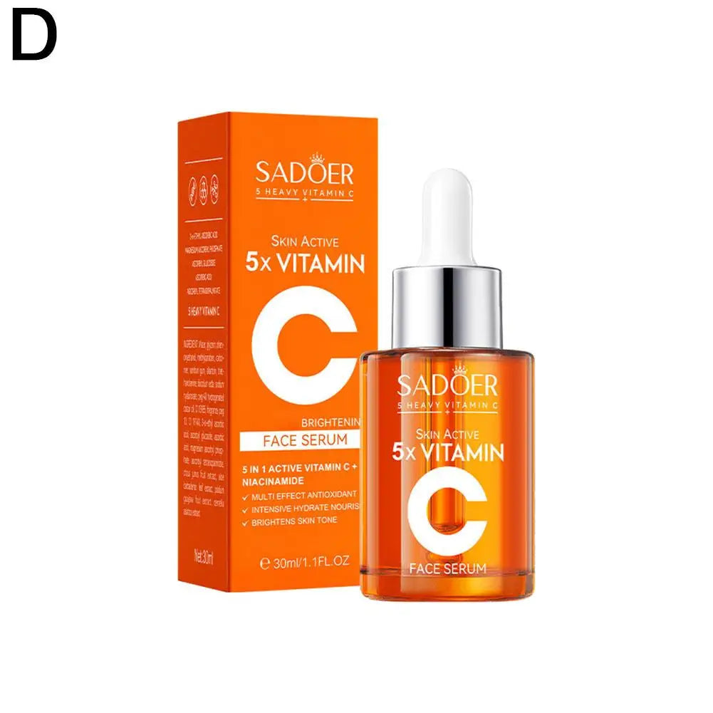 Kit de Cuidados com a Pele Sadoer 5x Vitamina C Limpeza Creme para Olhos Tônico Sérum Niacinamida Clareador Anti-Idade Firmador Conjunto Facial para Mulheres